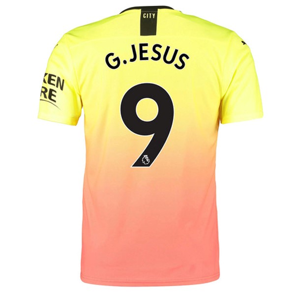 Camiseta Manchester City NO.9 G.Jesus Tercera equipación 2019-2020 Naranja